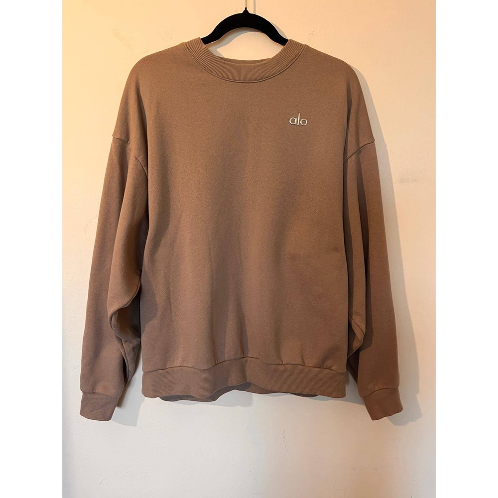 Alo Yoga Accolade Crew Neck Pullover Brown Sweatshirt U3031RG Mens Womens L